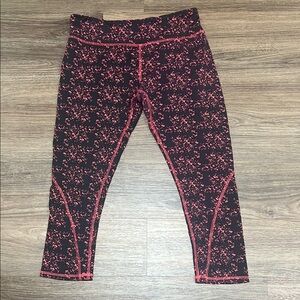 Floral Print Leggings - Black and Pink/ Medium